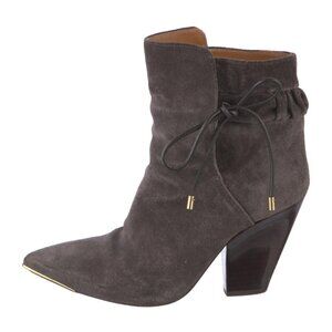 Tory Burch Lila Green Leather (Suede) Women's Bootie Size: 5.5